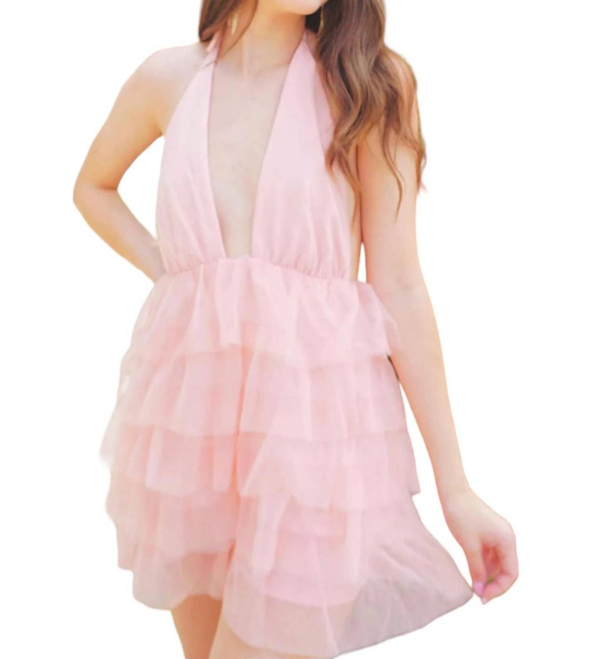 Style 1-3339581404-149 The Vintage Shop Size L Plunge Pink Cocktail Dress on Queenly