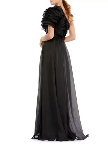 Mac Duggal Size 6 One Shoulder Black Side Slit Dress on Queenly