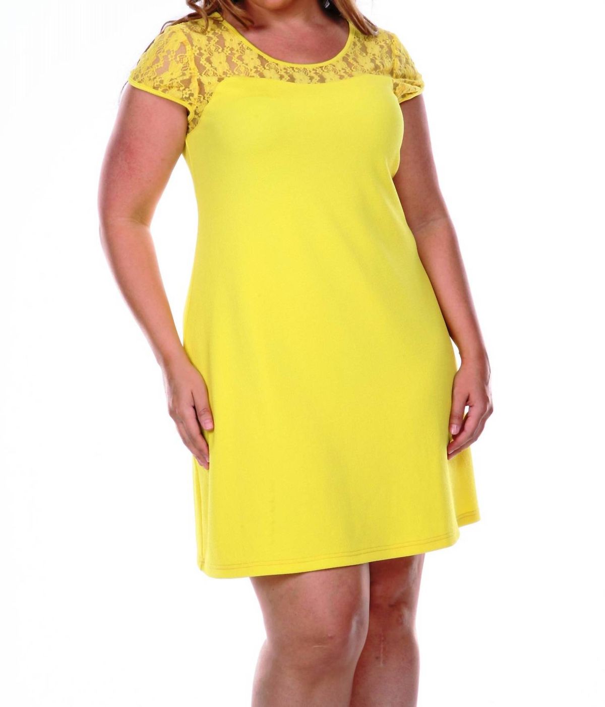 Style 1-84604985-1464 White Mark Size 3X Lace Yellow Cocktail Dress on Queenly