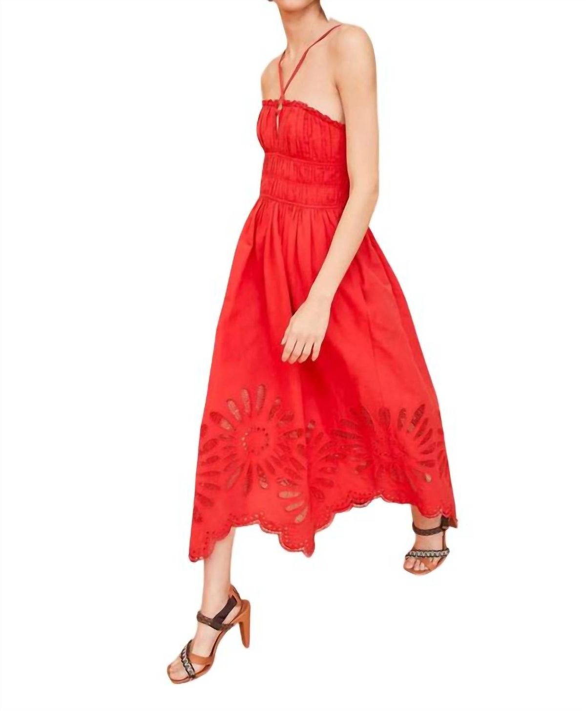 Style 1-1803867237-53 Ulla Johnson Size 6 Sheer Red Cocktail Dress on Queenly