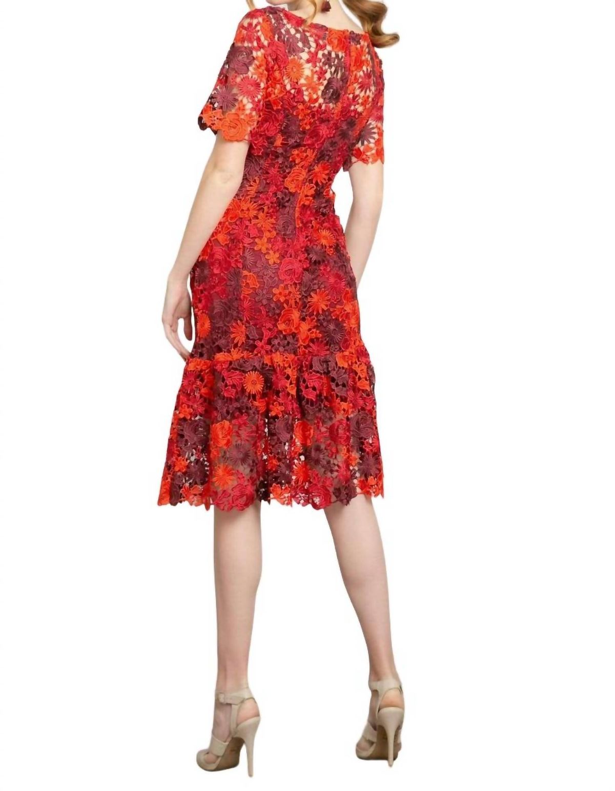 Style 1-1972233584-1498 EVA FRANCO Size 4 Lace Red Cocktail Dress on Queenly