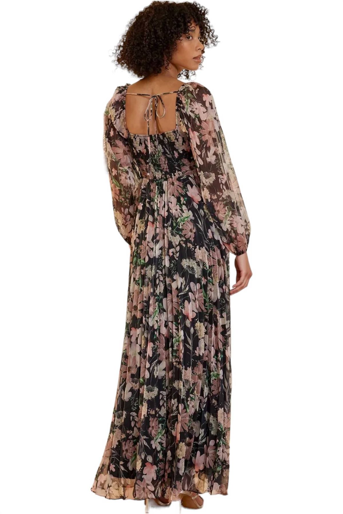 Style 1-2346504228-70 LUCY PARIS Size XS Floral Black Floor Length Maxi on Queenly