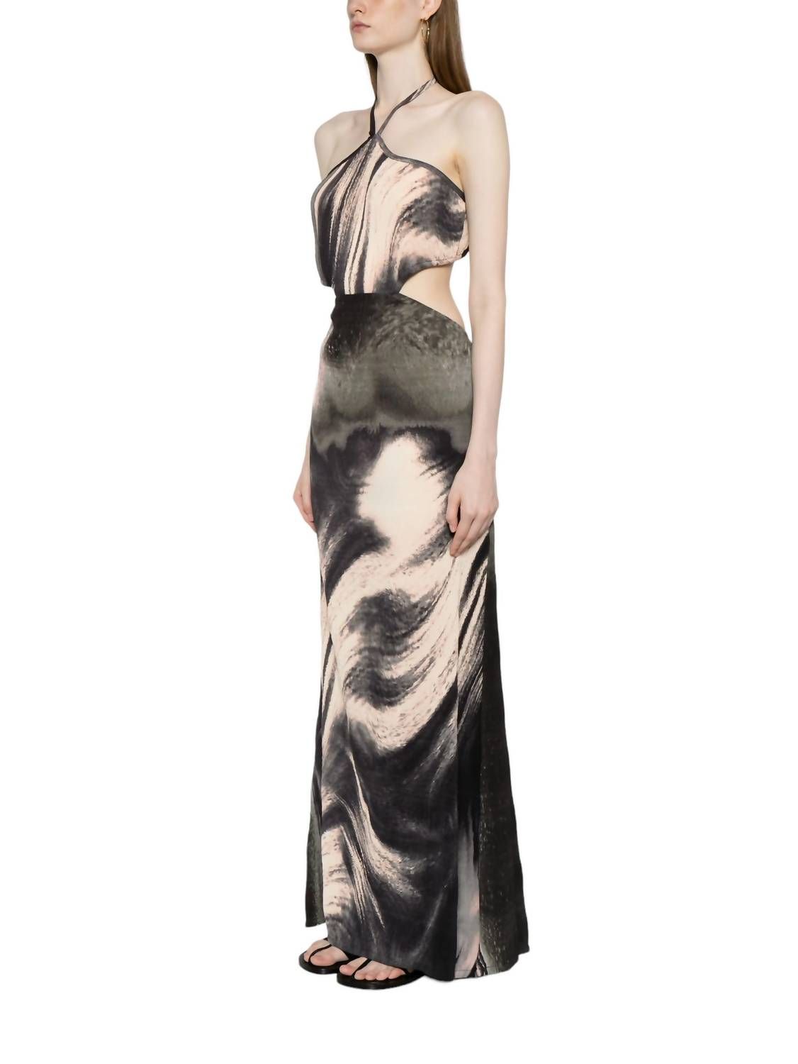 Style 1-2505143369-149 JONATHAN SIMKHAI Size L Halter Black Floor Length Maxi on Queenly