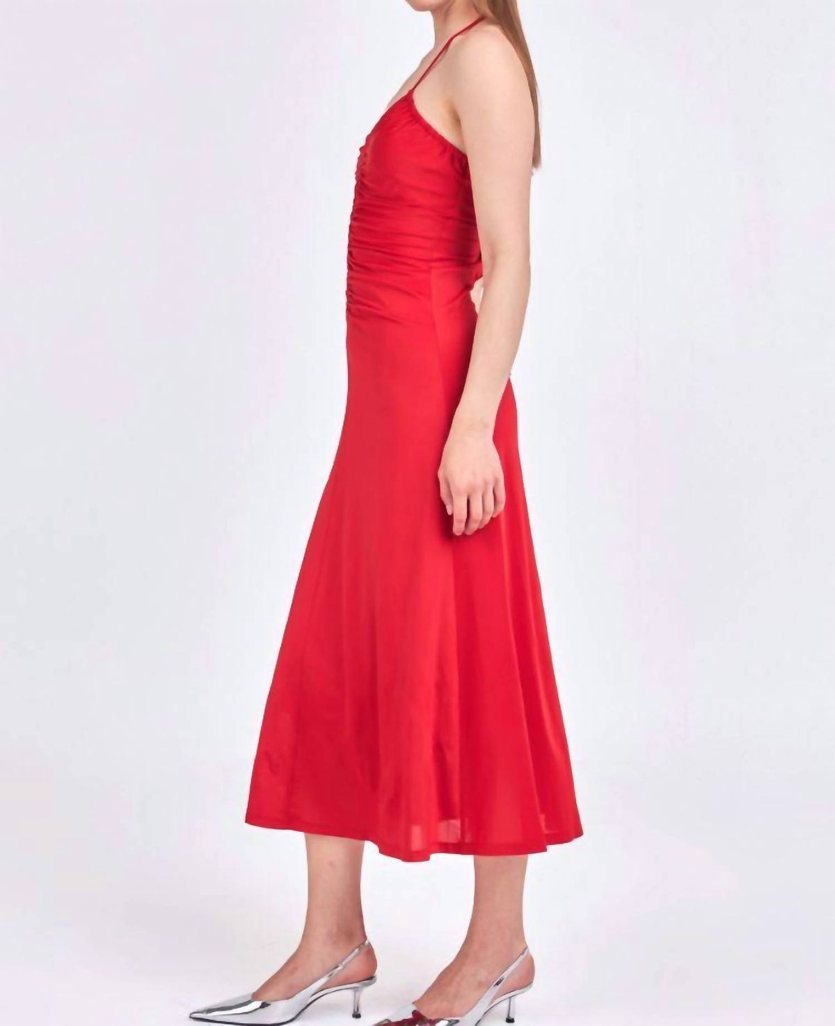 Style 1-262152504-149 endless rose Size L Halter Red Floor Length Maxi on Queenly