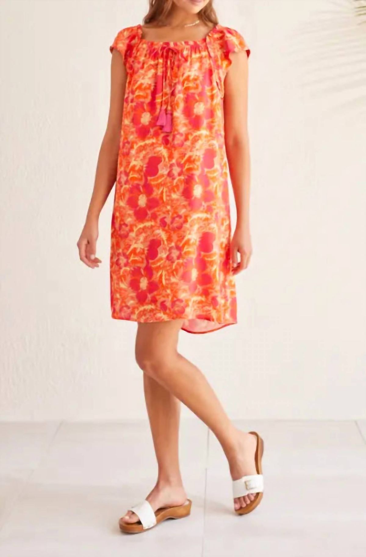 Style 1-2910484188-74 TRIBAL Size S Floral Orange Cocktail Dress on Queenly