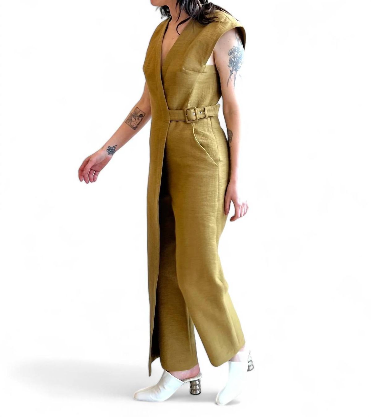 Style 1-301455983-1901 RACHEL COMEY Size 6 Yellow Formal Jumpsuit on Queenly