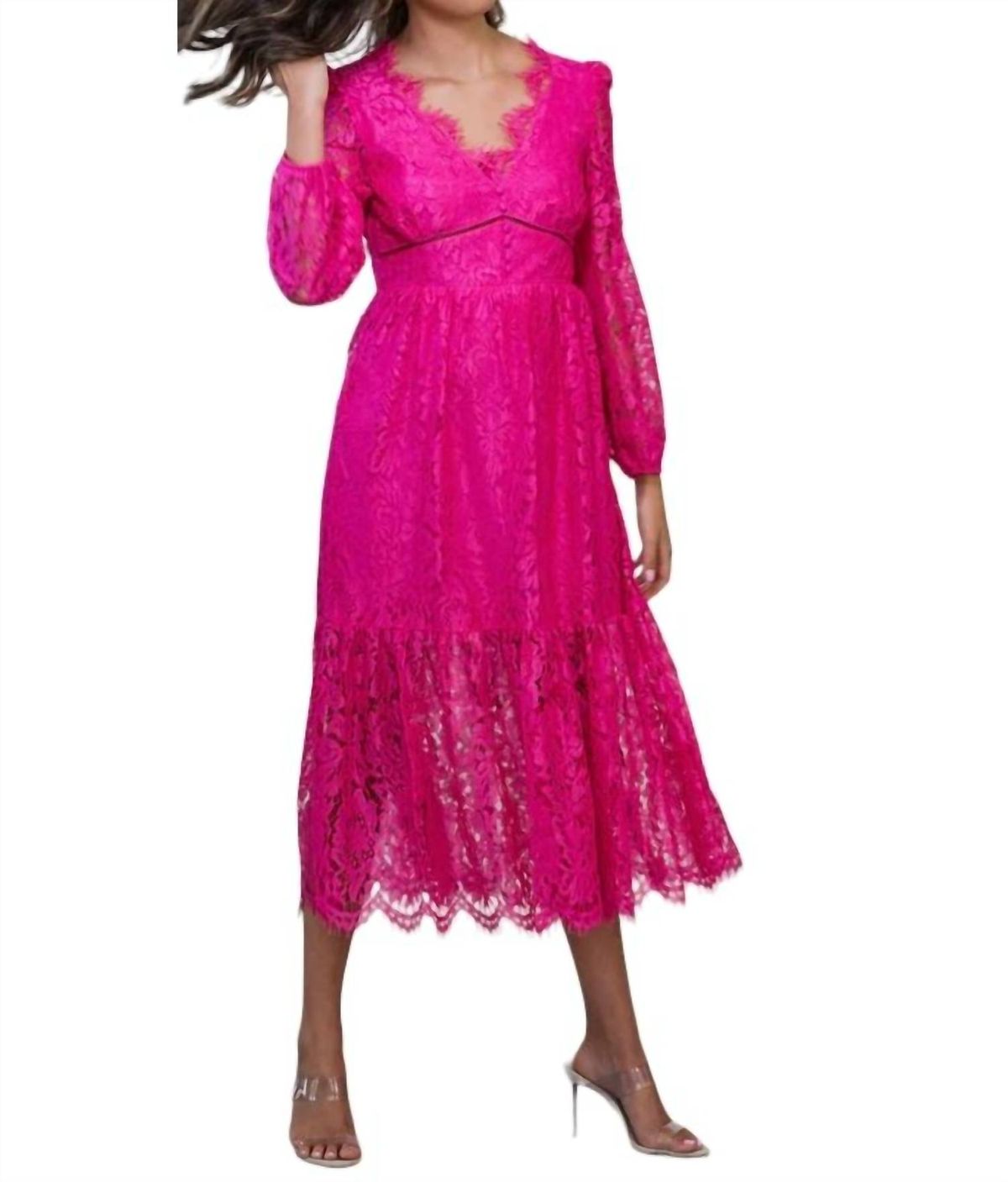 Style 1-676457997-892 Generation Love Size M Lace Hot Pink Cocktail Dress on Queenly