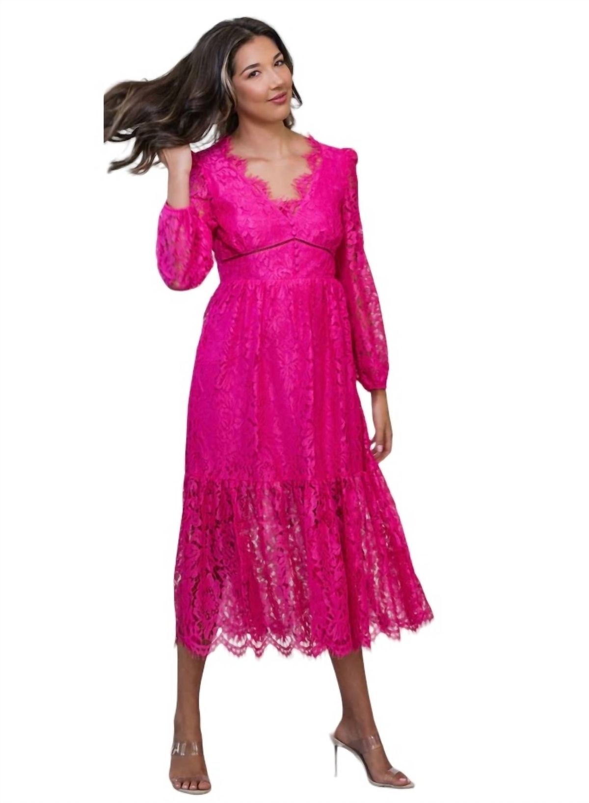 Style 1-676457997-892 Generation Love Size M Lace Hot Pink Cocktail Dress on Queenly