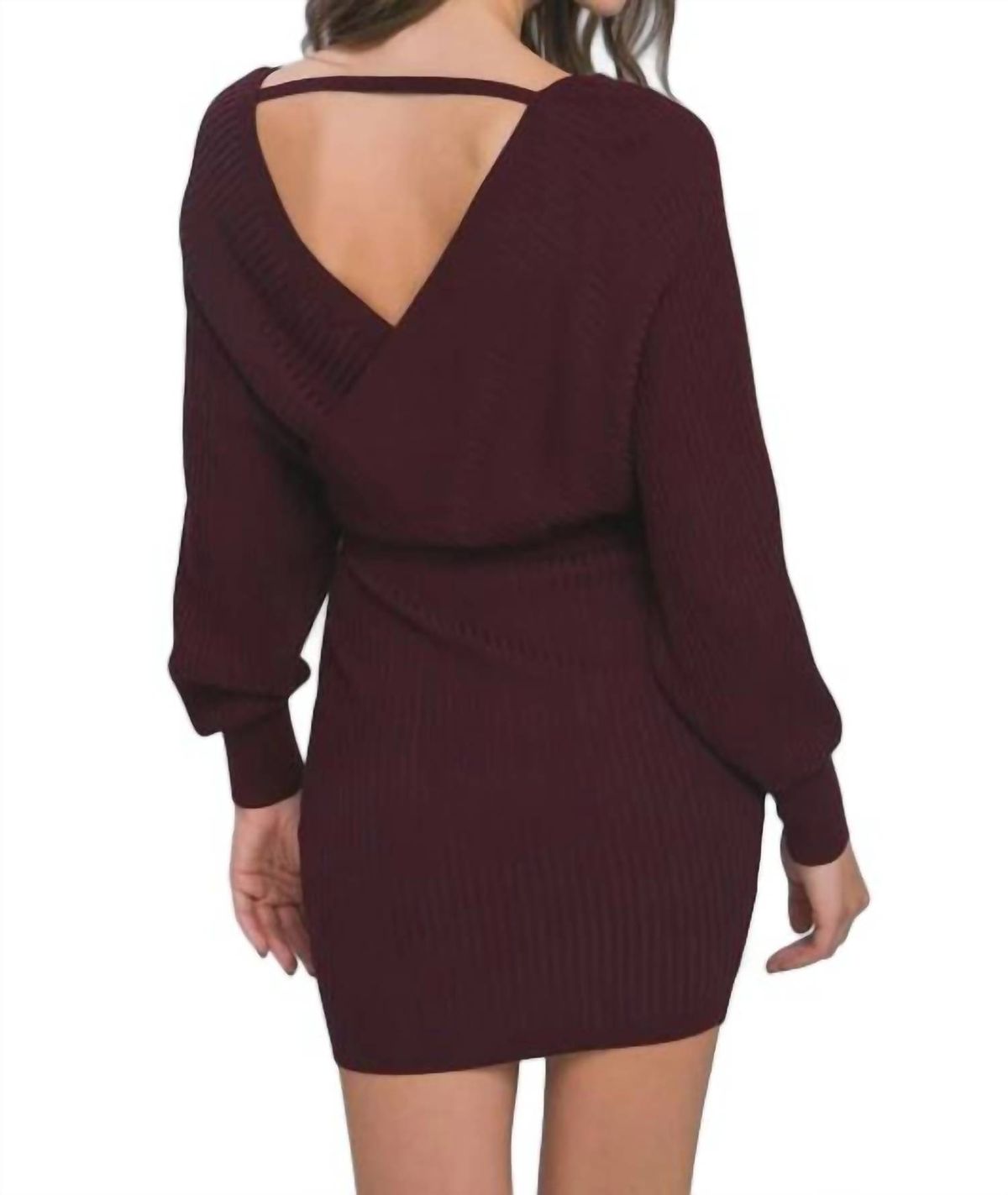 Style 1-547664981-149 LOVE TREE Size L Long Sleeve Burgundy Red Cocktail Dress on Queenly