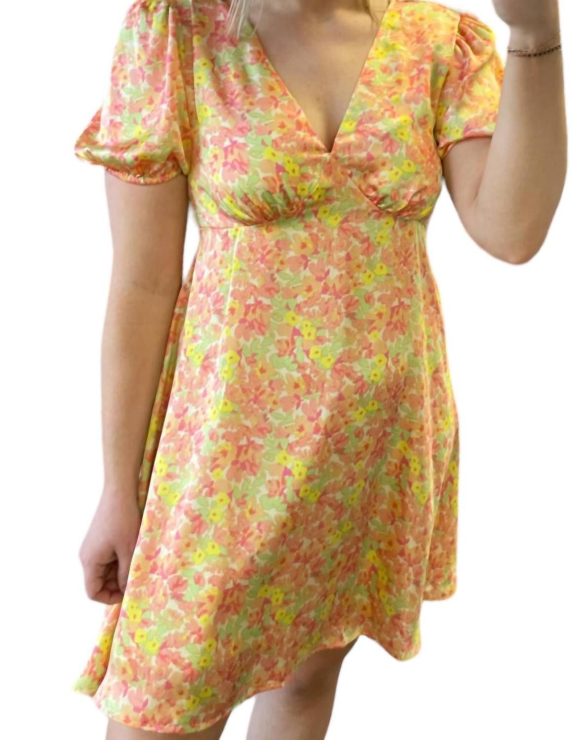 Style 1-246849338-149 mittoshop Size L Floral Yellow Cocktail Dress on Queenly