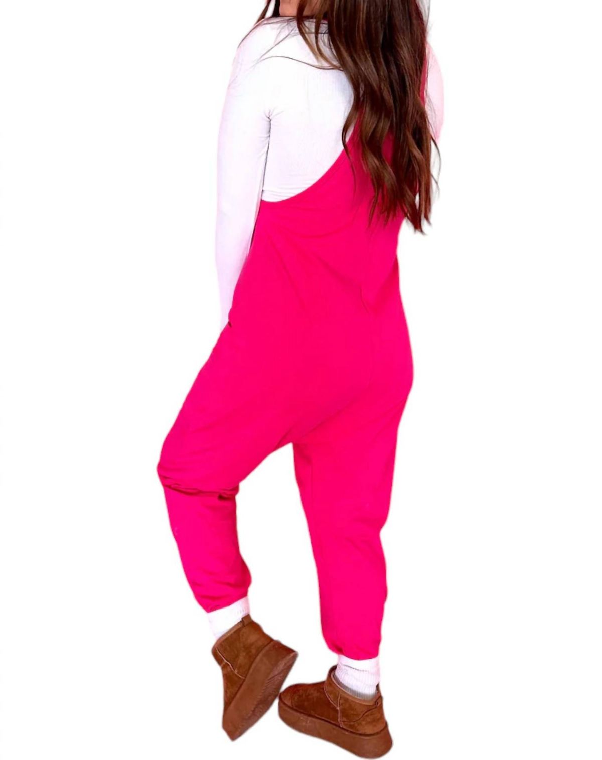 Style 1-3629181095-149 BUCKETLIST Size L Hot Pink Formal Jumpsuit on Queenly