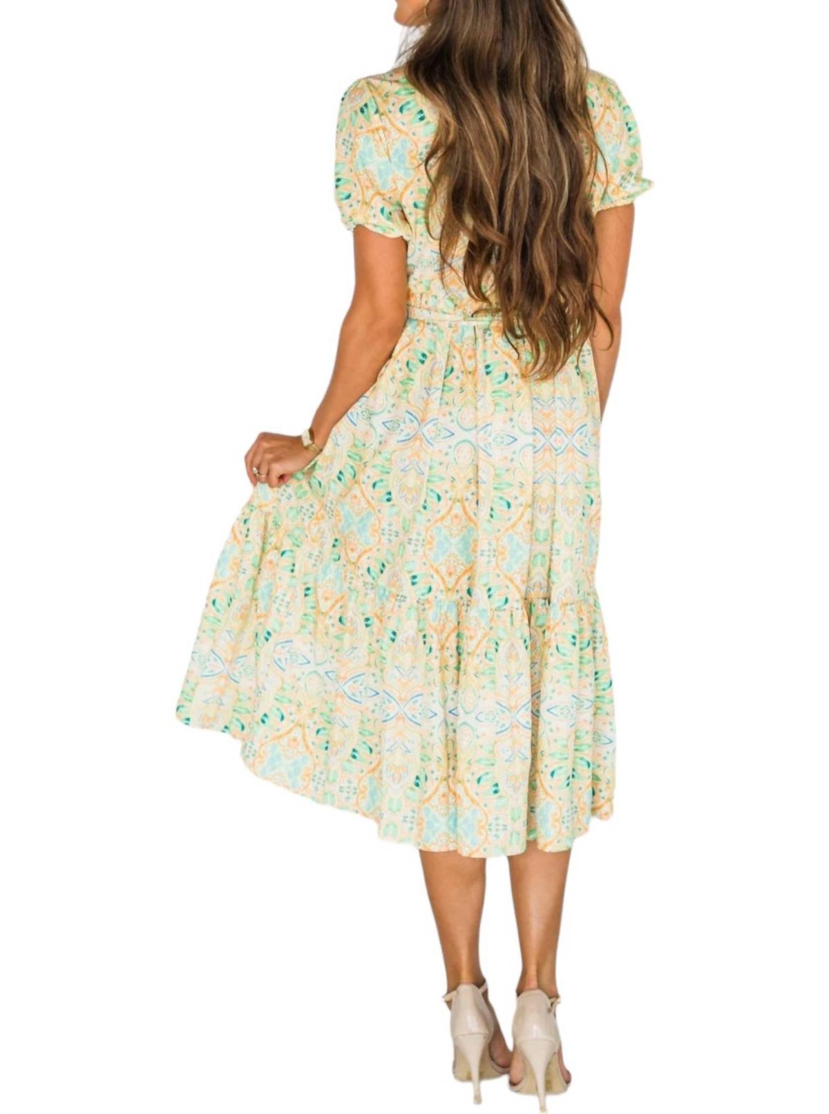 Style 1-613469867-74 SUNDAYUP Size S Prom High Neck Floral Yellow Cocktail Dress on Queenly