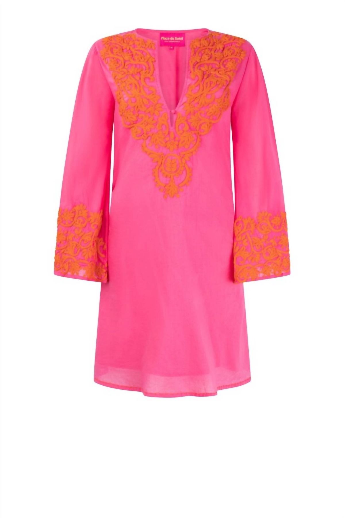 Style 1-3039260922-149 Place du Soleil Size L Long Sleeve Pink Cocktail Dress on Queenly