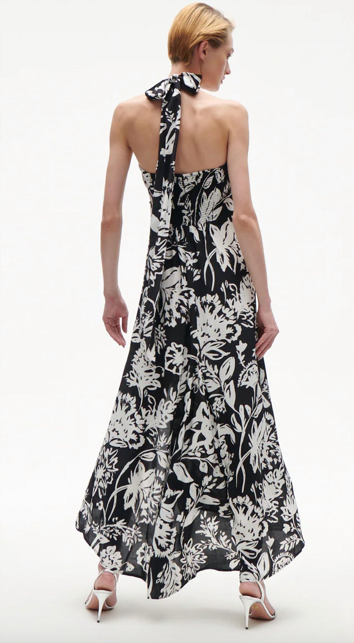 Style 1-3599774456-1498 FIGUE Size 4 Halter Floral Black Floor Length Maxi on Queenly