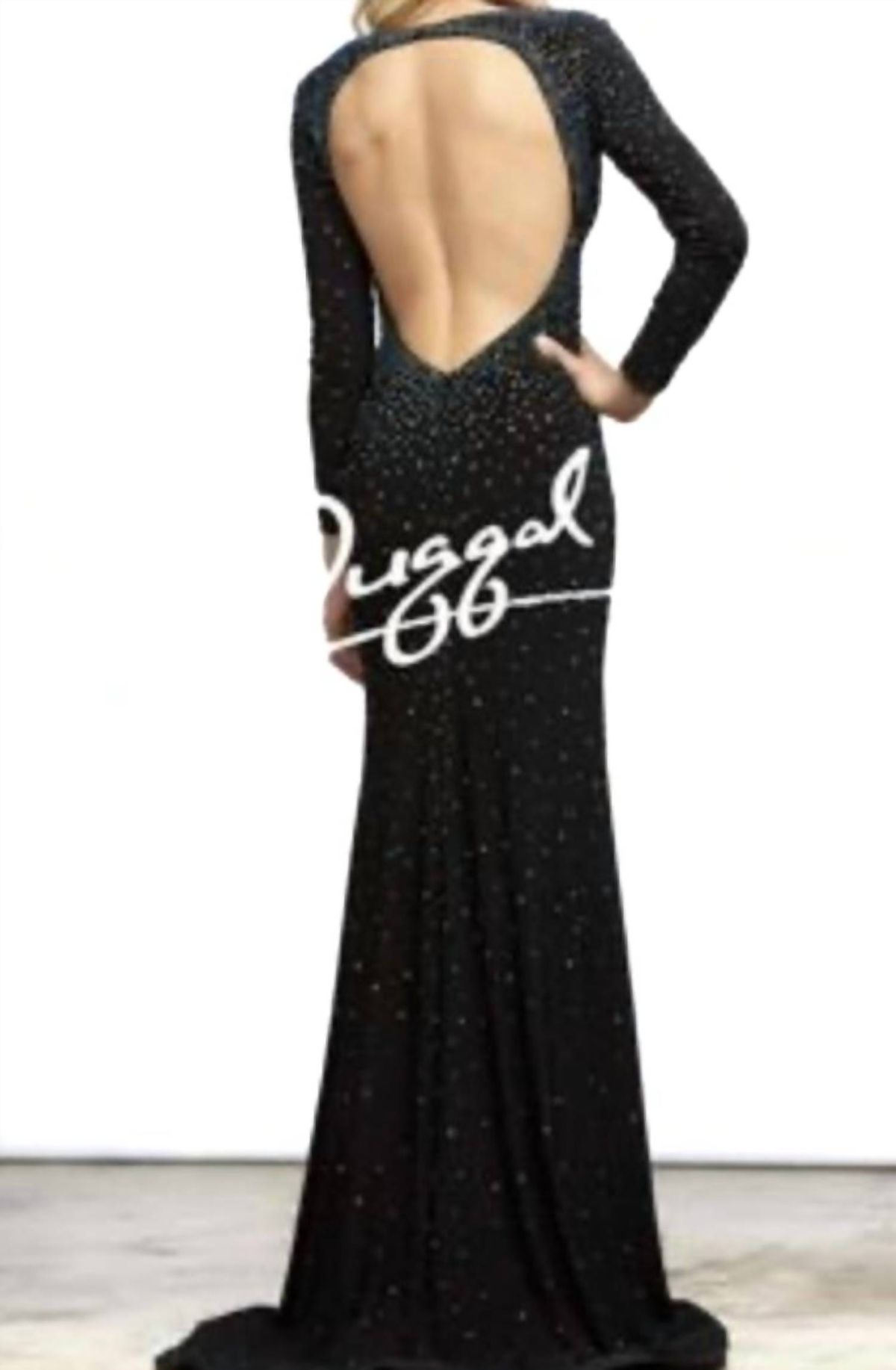 Style 1-745017886-1901 MAC DUGGAL Size 6 Wedding Guest Long Sleeve Black Floor Length Maxi on Queenly