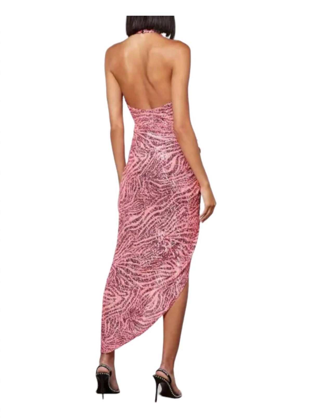 Style 1-3095466871-70 IN THE MOOD FOR LOVE Size XS High Neck Pink Side Slit Dress on Queenly