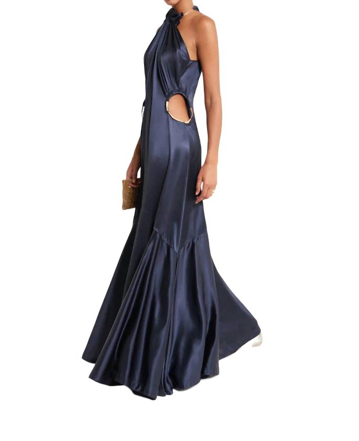 Style 1-2422760726-74 cult gaia Size S Pageant Halter Blue Floor Length Maxi on Queenly