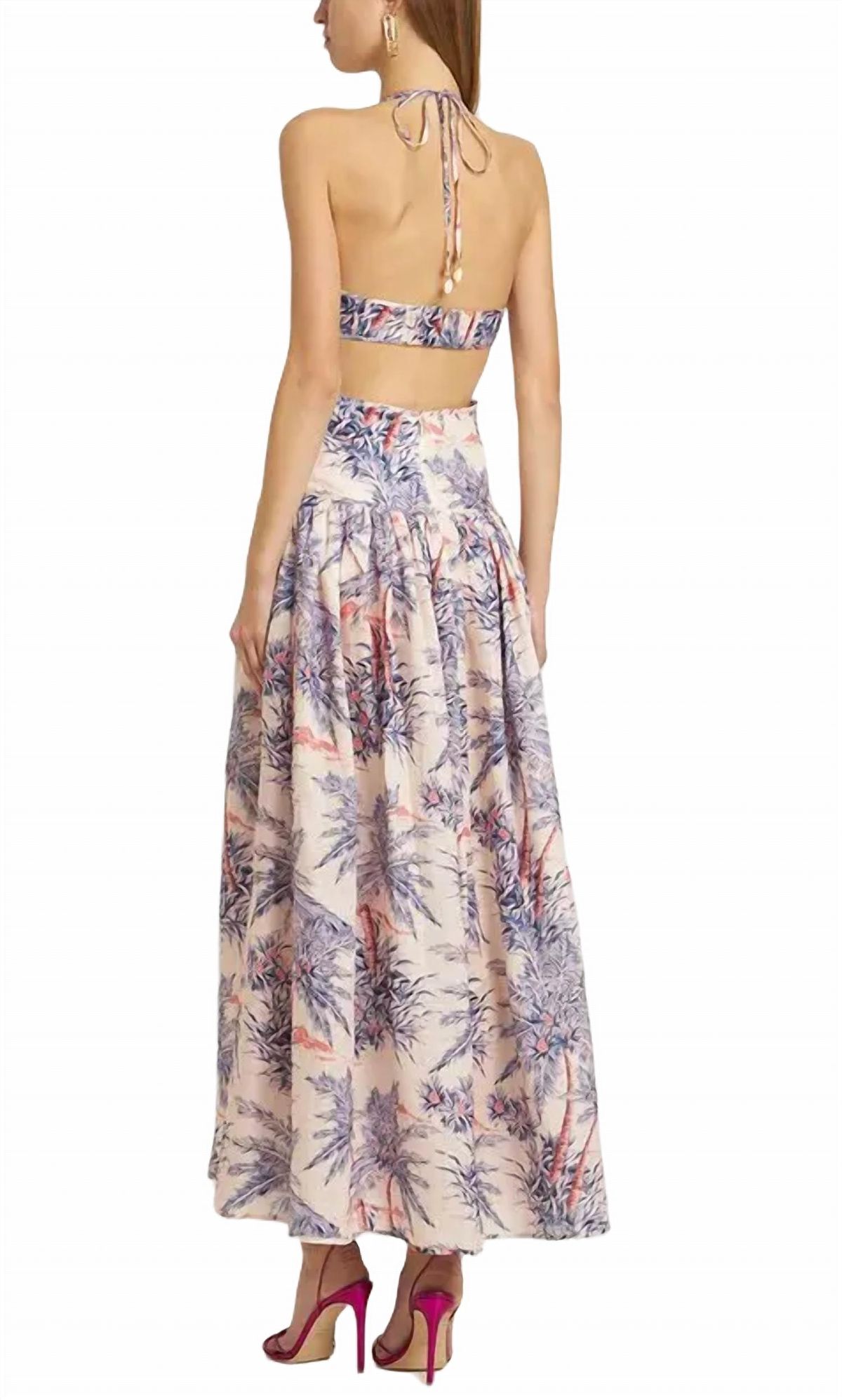 Style 1-1001047478-95 Zimmermann Size 2 Halter Floral Purple Floor Length Maxi on Queenly