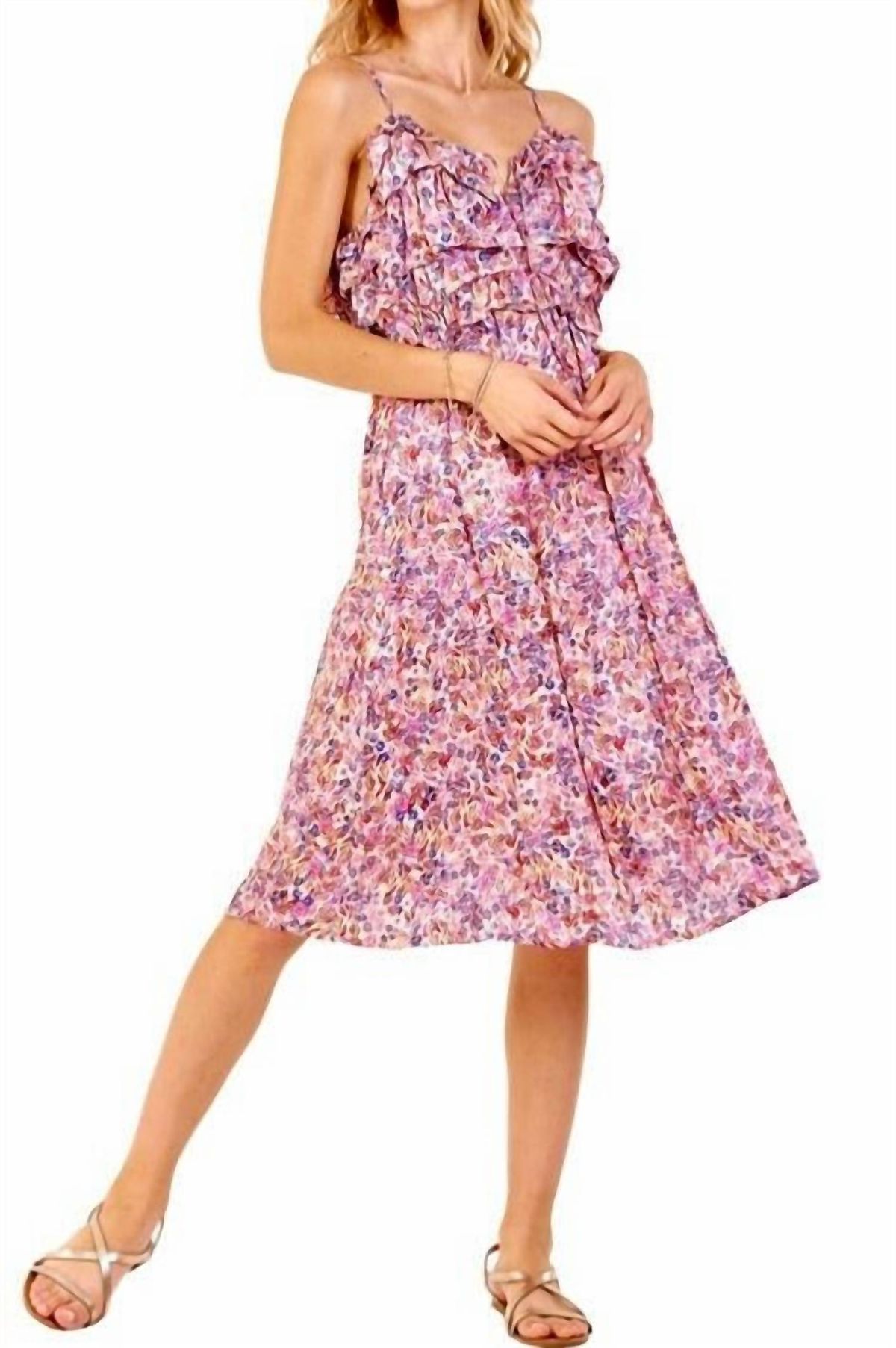 Style 1-1474478512-892 DEAR JOHN DENIM Size M Halter Floral Pink Cocktail Dress on Queenly