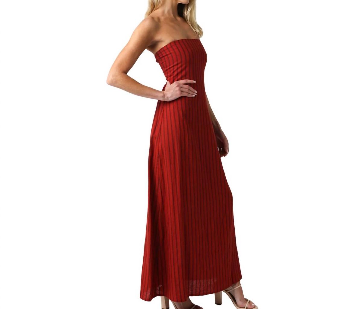 Style 1-172261389-149 OLIVACEOUS Size L Strapless Red Floor Length Maxi on Queenly