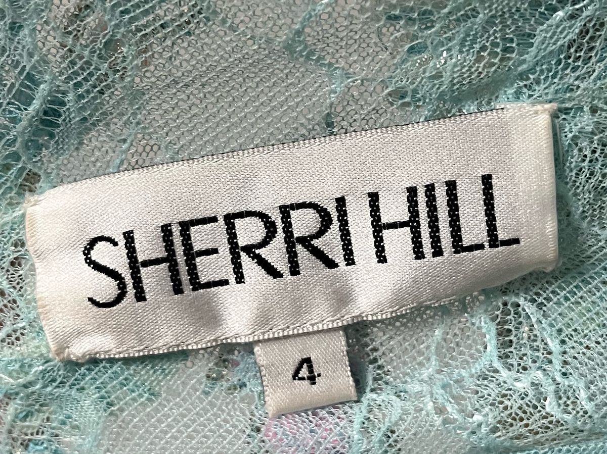 Sherri Hill Size 4 Long Sleeve Floral Blue Floor Length Maxi on Queenly