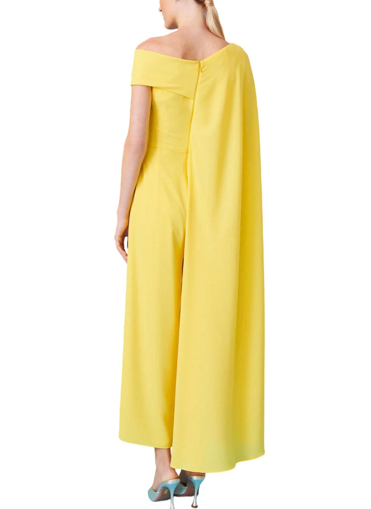 Style 1-1953559085-162 Talbot Runhof Size 6 Pageant One Shoulder Yellow Formal Jumpsuit on Queenly