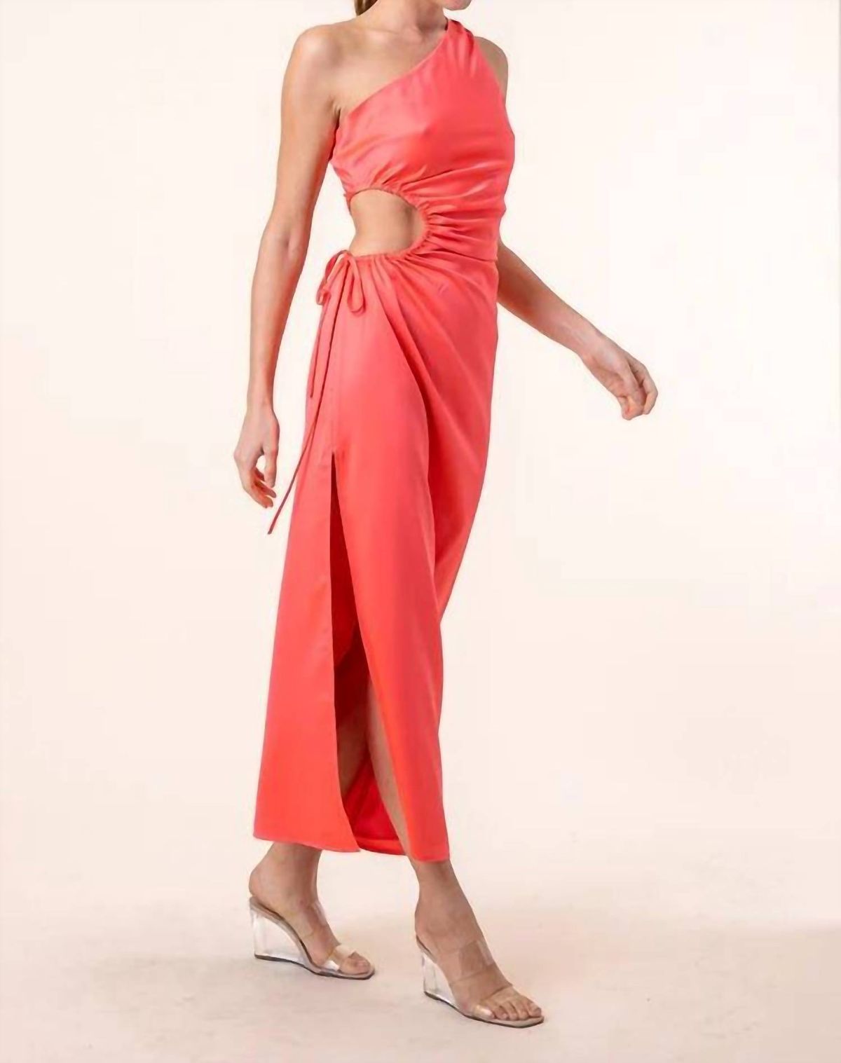 Style 1-1969456311-70 line and dot Size XS One Shoulder Coral Cocktail Dress on Queenly