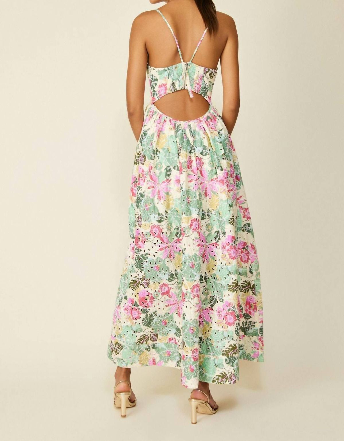 Style 1-2588397918-149 line and dot Size L Floral Green Floor Length Maxi on Queenly