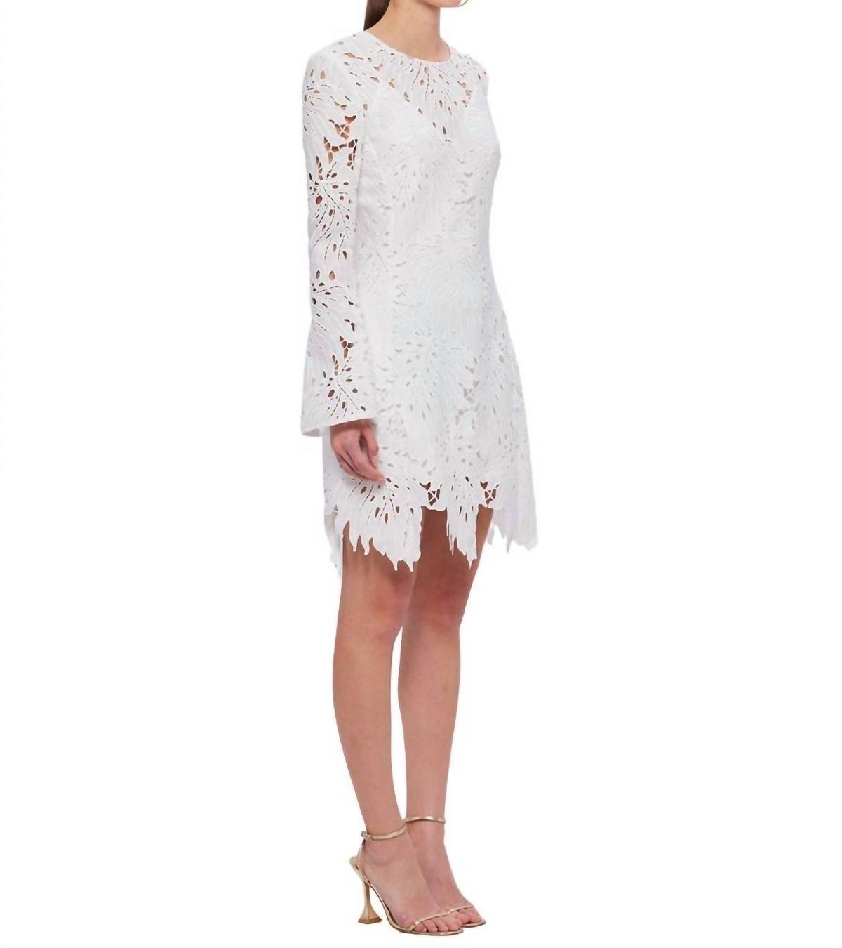 Style 1-3039732405-238 LEO LIN Size 12 Lace White Cocktail Dress on Queenly