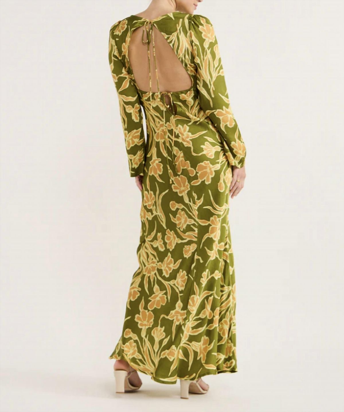 Style 1-3044798866-74 FAITHFULL THE BRAND Size S High Neck Floral Green Floor Length Maxi on Queenly