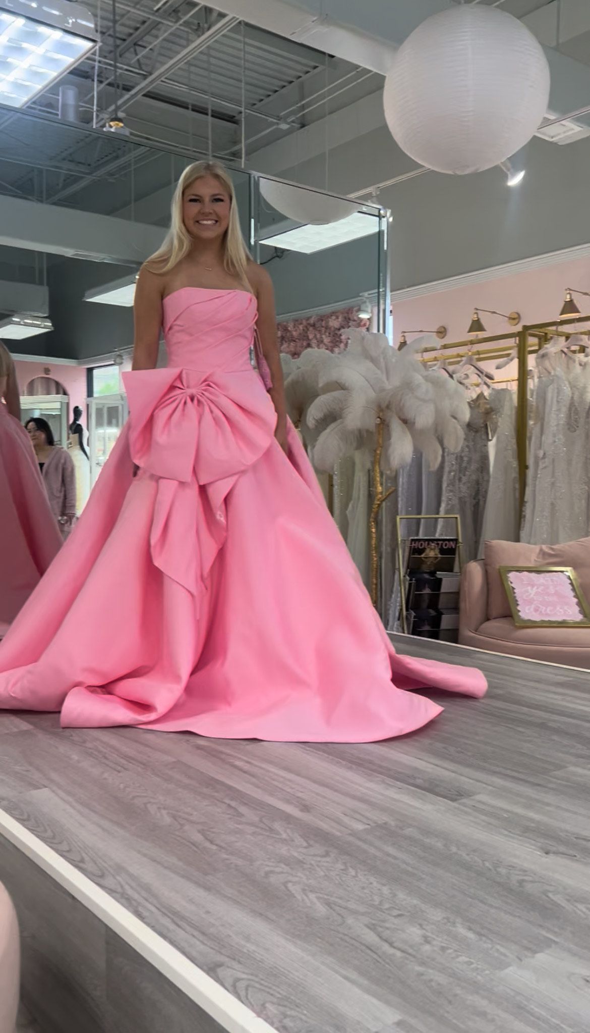 Size S Prom Strapless Pink Ball Gown on Queenly