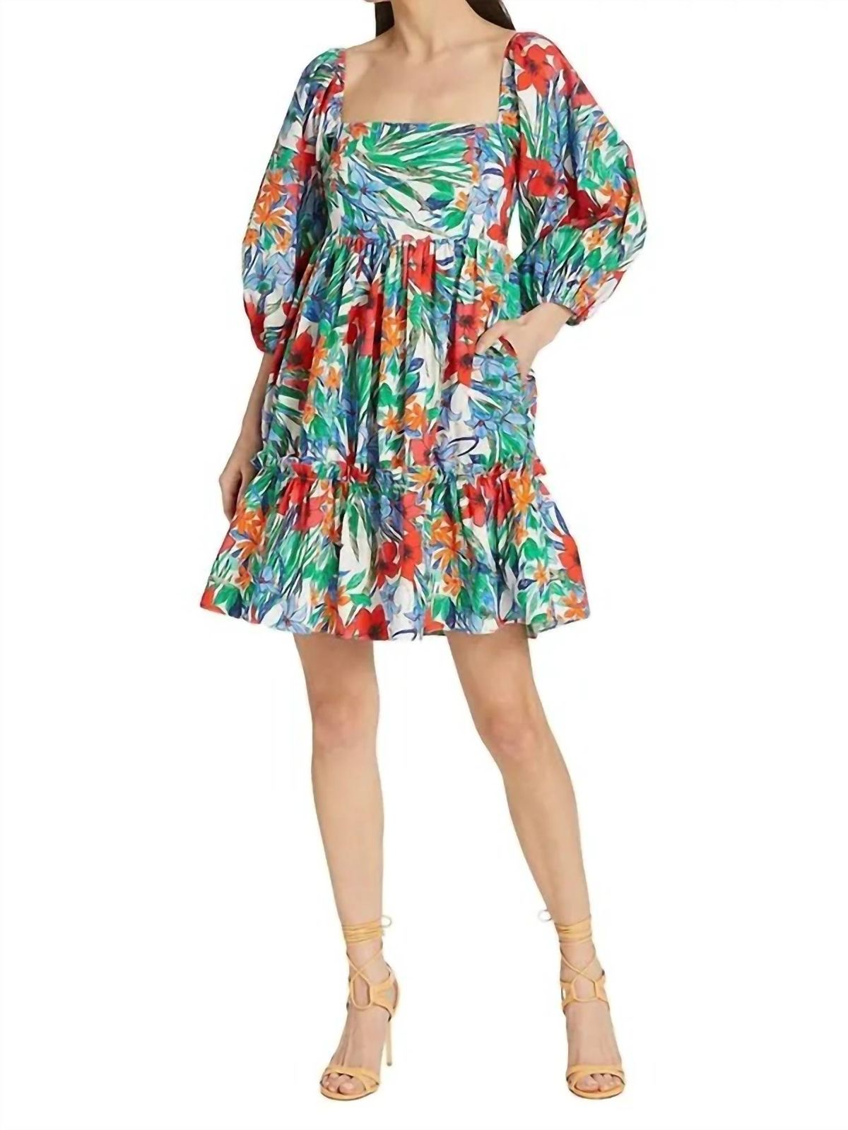 Style 1-3725577046-892 Cara Cara Size M Floral Blue Cocktail Dress on Queenly