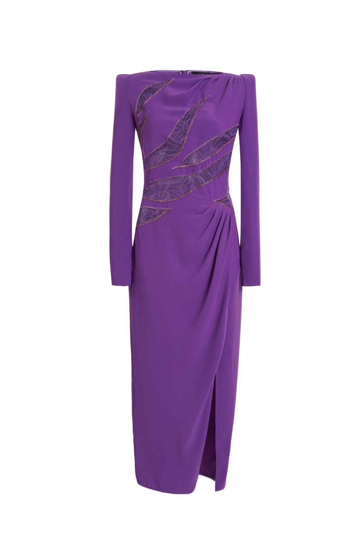 Style 1-696366523-162 Zuhair Murad Size 6 Long Sleeve Lace Purple Cocktail Dress on Queenly