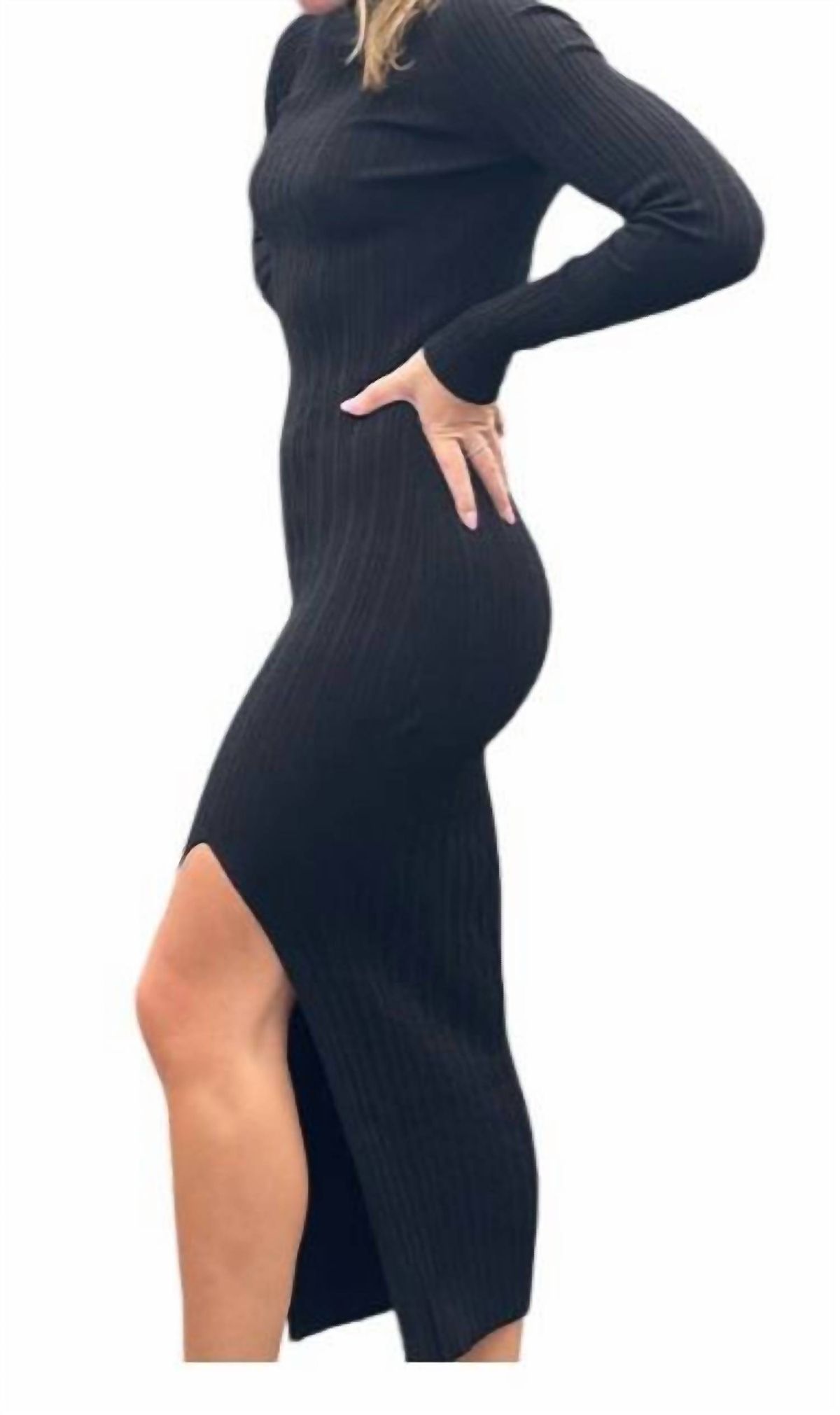 Style 1-1170959705-149 bishop + young Size L Long Sleeve Black Cocktail Dress on Queenly