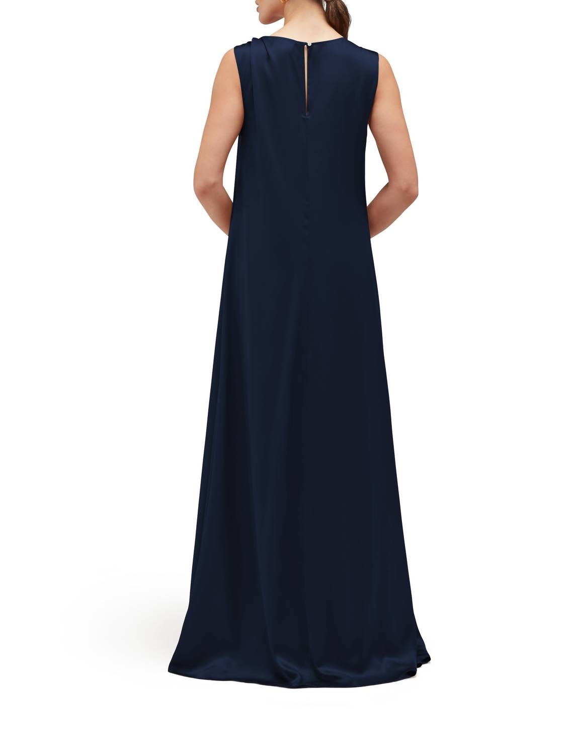 Style 1-2795845279-238 Careste Size 12 Plunge Satin Blue Floor Length Maxi on Queenly