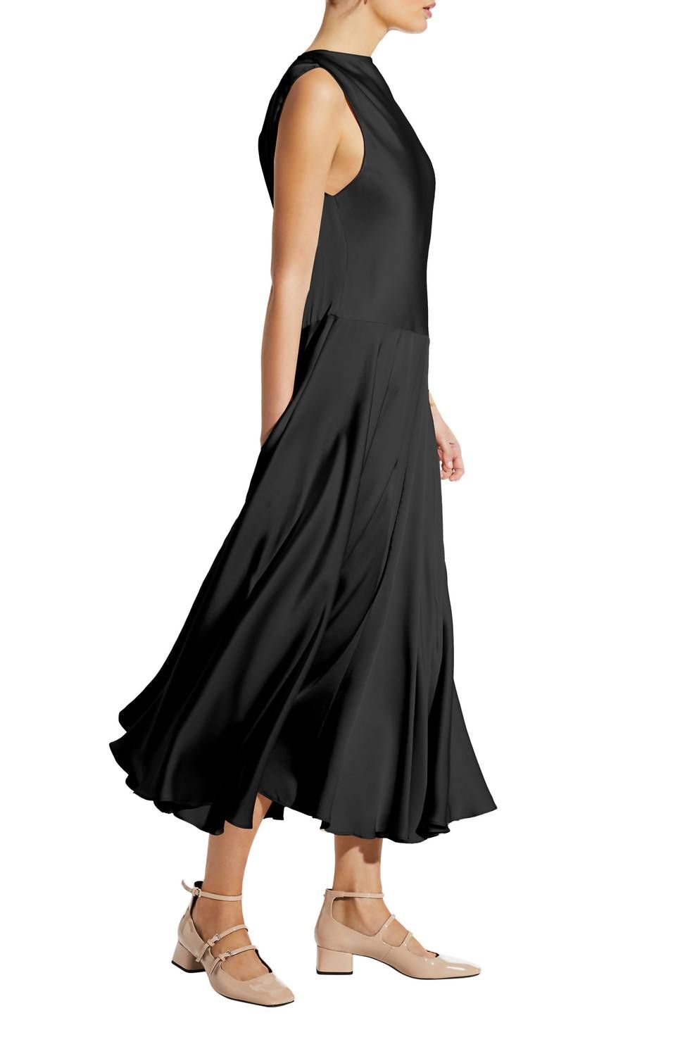 Style 1-3375640898-397 Careste Size 14 Satin Black Floor Length Maxi on Queenly