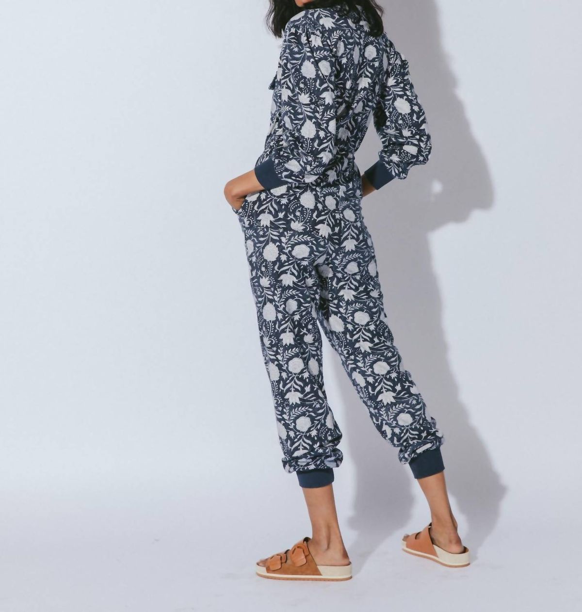 Style 1-3421499355-2696 Cleobella Size L Navy Multicolor Formal Jumpsuit on Queenly