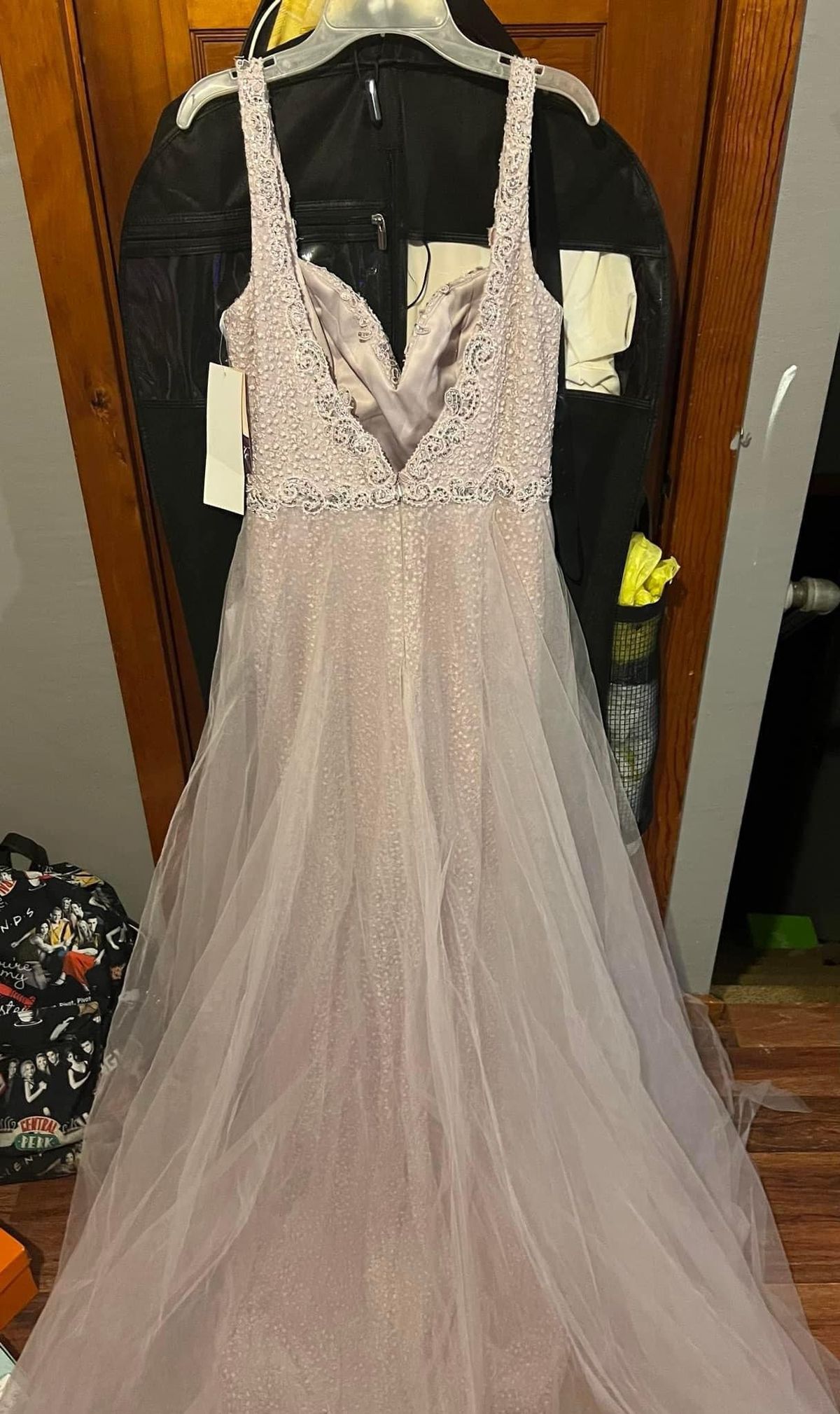 Size 10 Prom Plunge Nude Dress With Train on Queenly