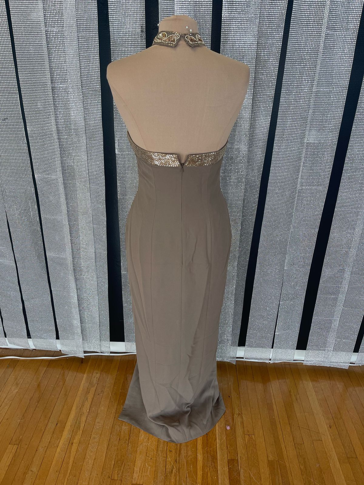 Size 8 Prom High Neck Brown Side Slit Dress on Queenly