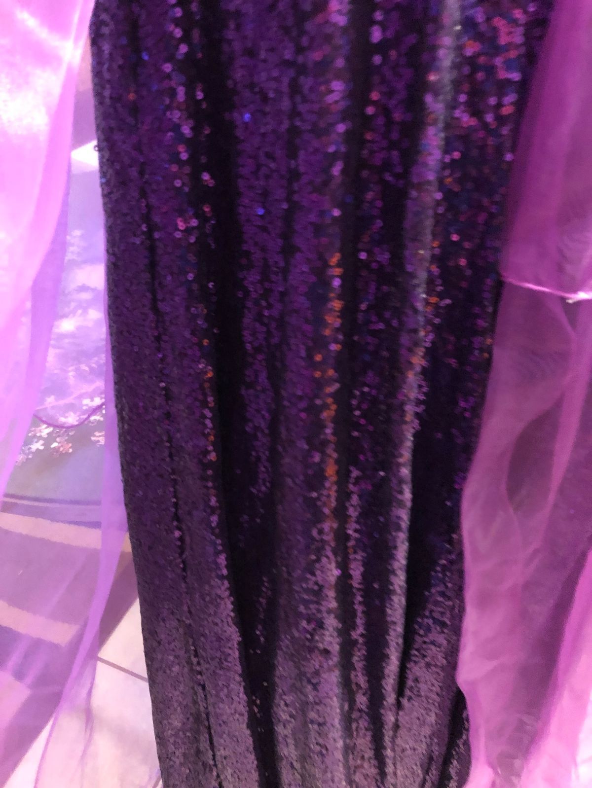 Girls Size 10 Prom Halter Sheer Purple Ball Gown on Queenly