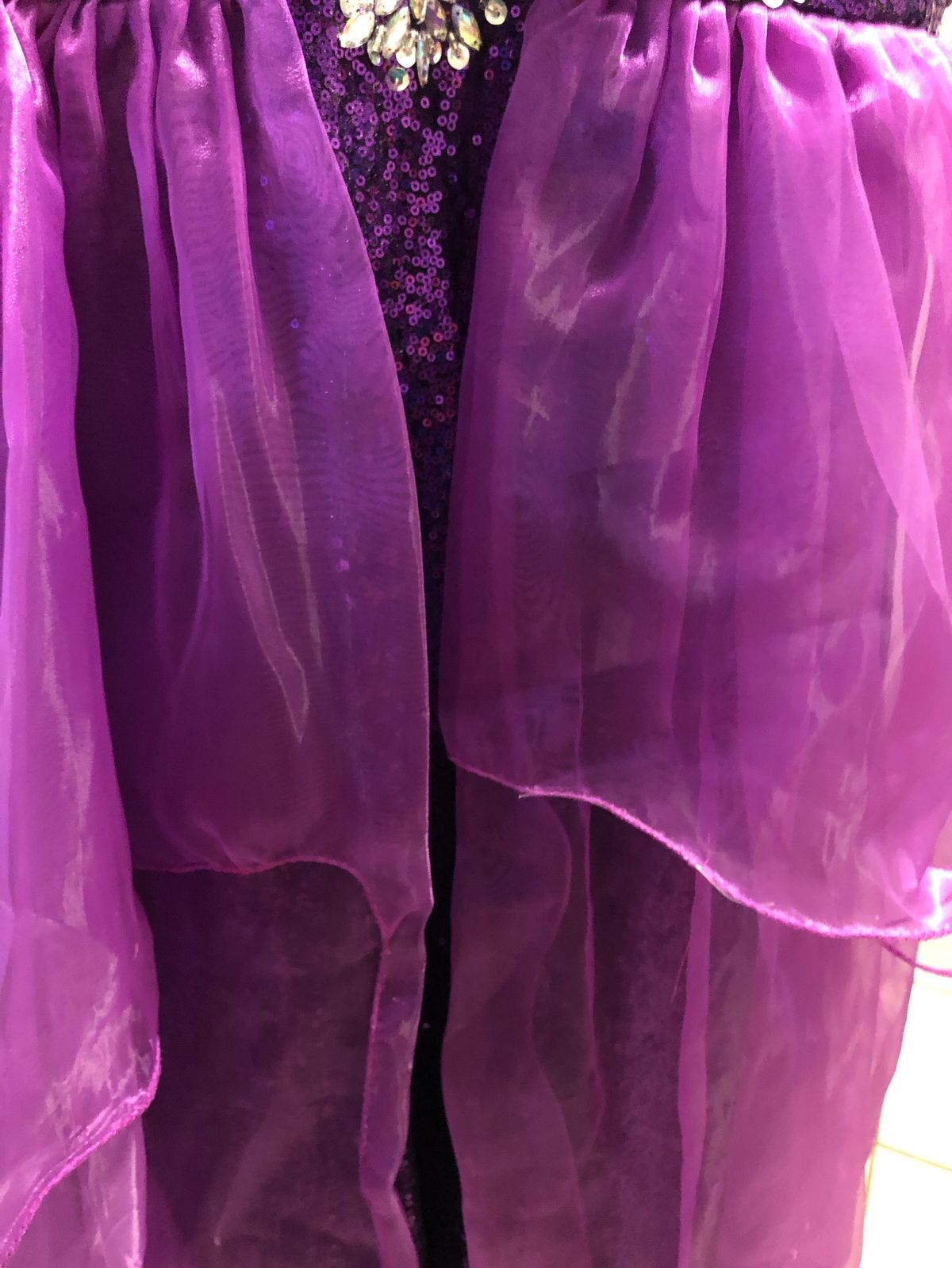 Girls Size 10 Prom Halter Sheer Purple Ball Gown on Queenly