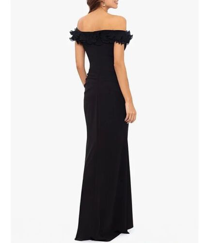 Xscape Size 4 Off The Shoulder Black Floor Length Maxi on Queenly