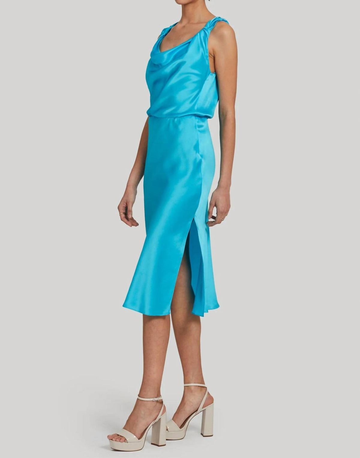 Style 1-785959836-3236 Amanda Uprichard Size S Satin Blue Cocktail Dress on Queenly