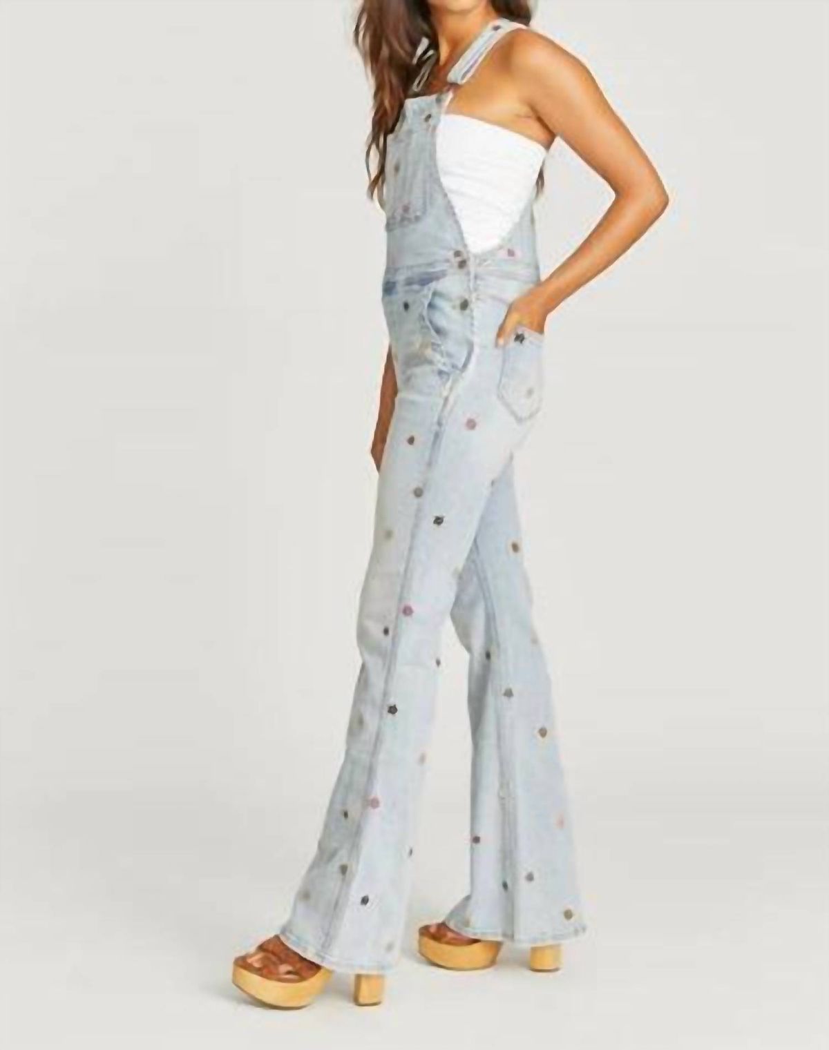 Style 1-863316021-892 DRIFTWOOD Size M Floral Blue Formal Jumpsuit on Queenly