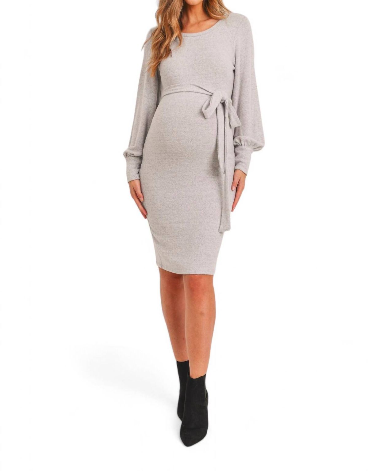 Style 1-3672972163-149 Hello Miz Size L Long Sleeve Gray Cocktail Dress on Queenly