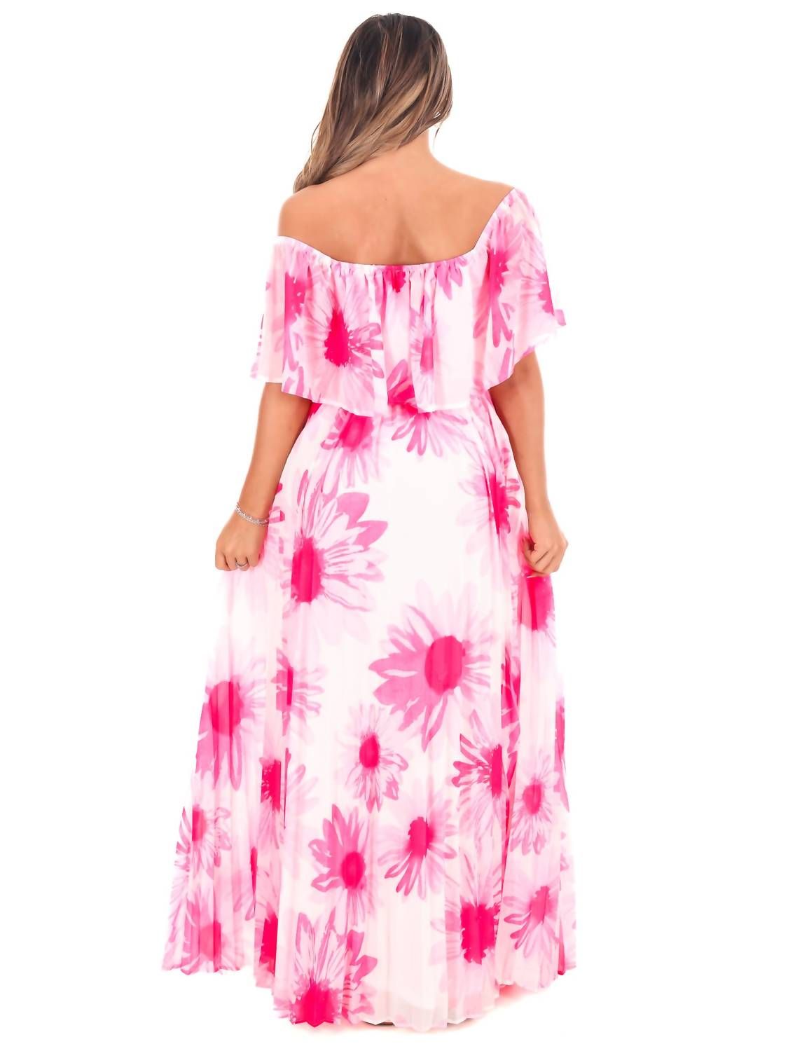 Style 1-364727705-892 FLYING TOMATO Size M Off The Shoulder Floral White Floor Length Maxi on Queenly