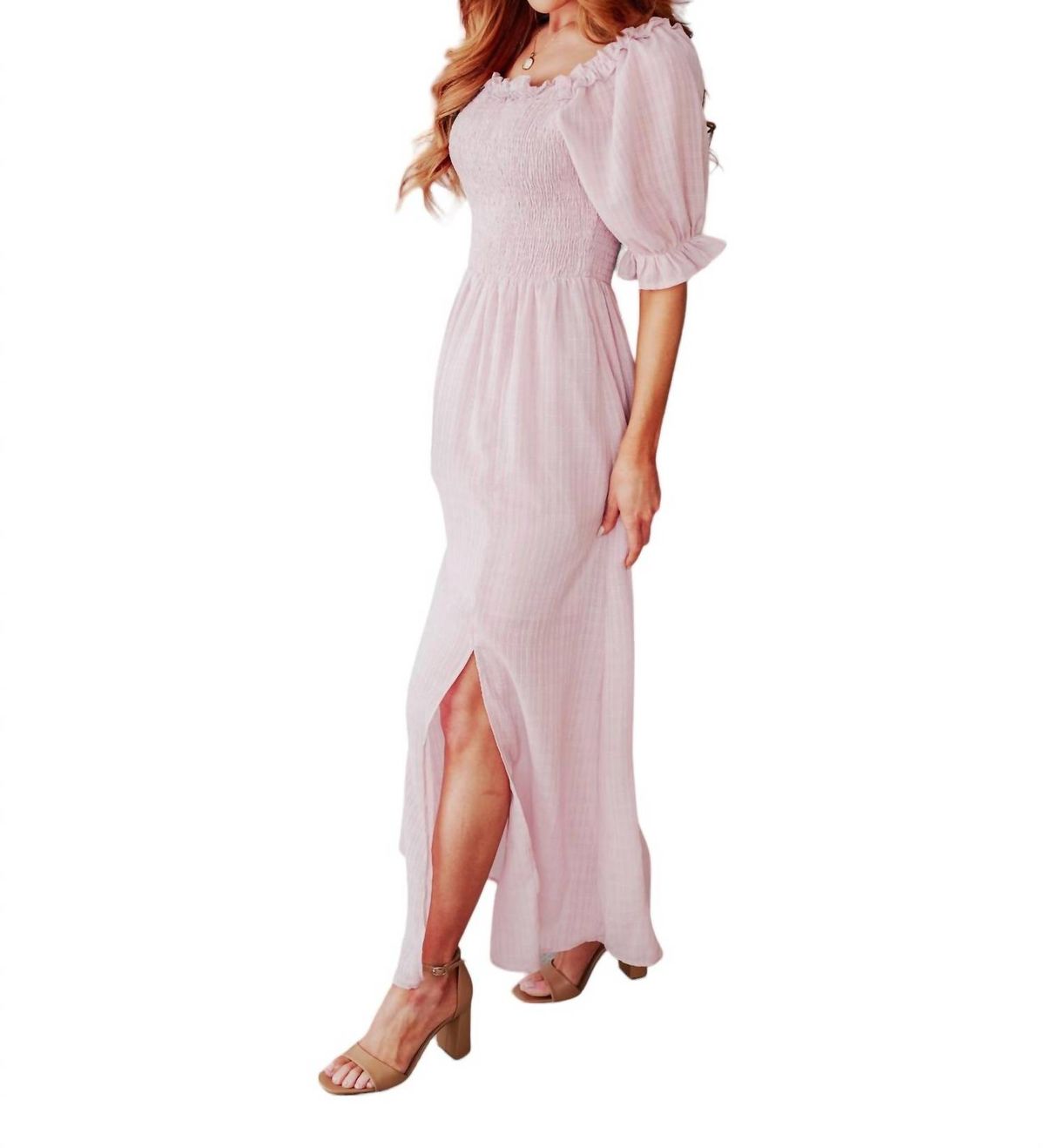 Style 1-898315636-149 ANDREE BY UNIT Size L Sheer Pink Floor Length Maxi on Queenly