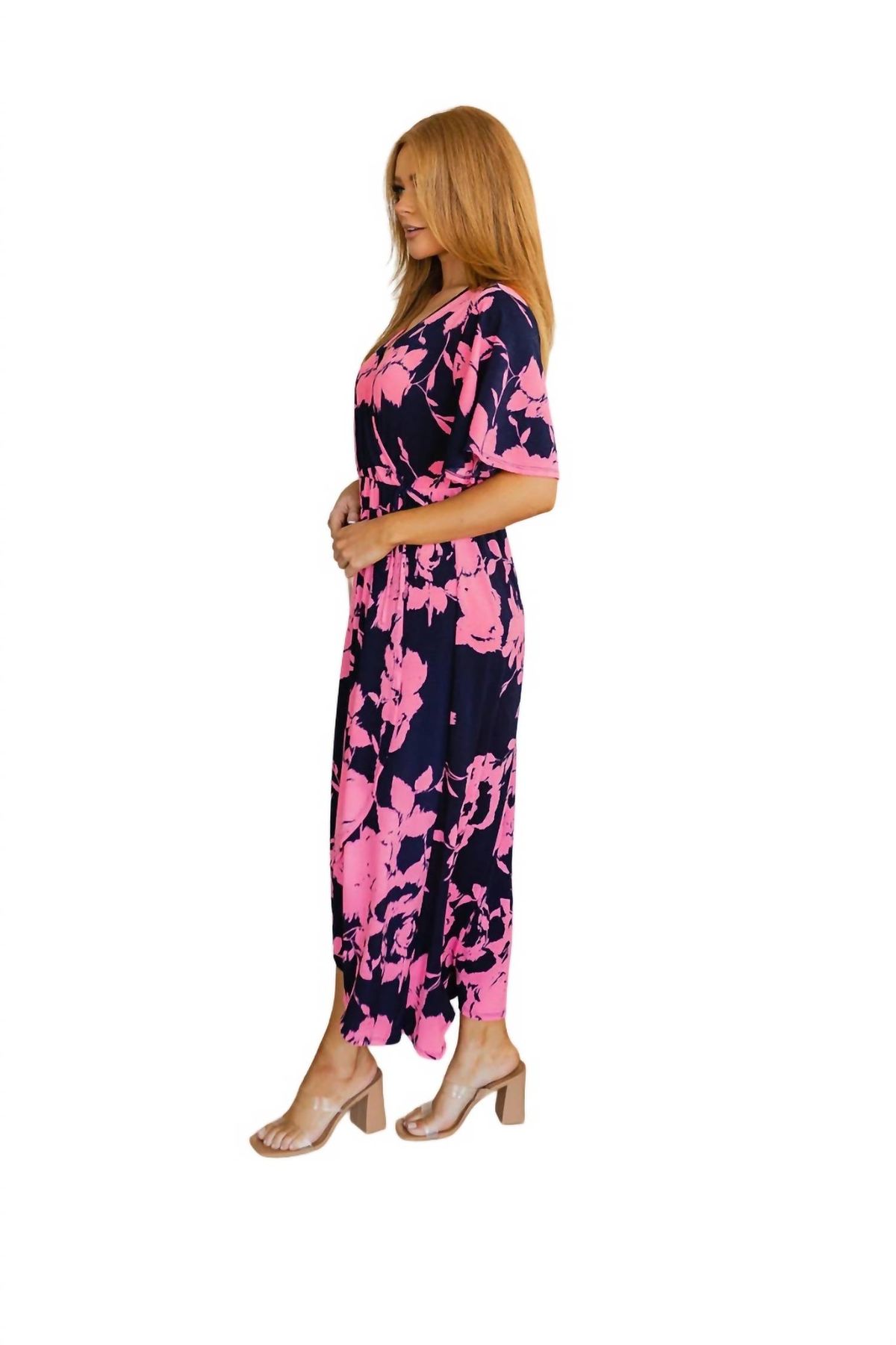 Style 1-398056198-611 HEIMISH USA Size XL Floral Navy Blue Floor Length Maxi on Queenly