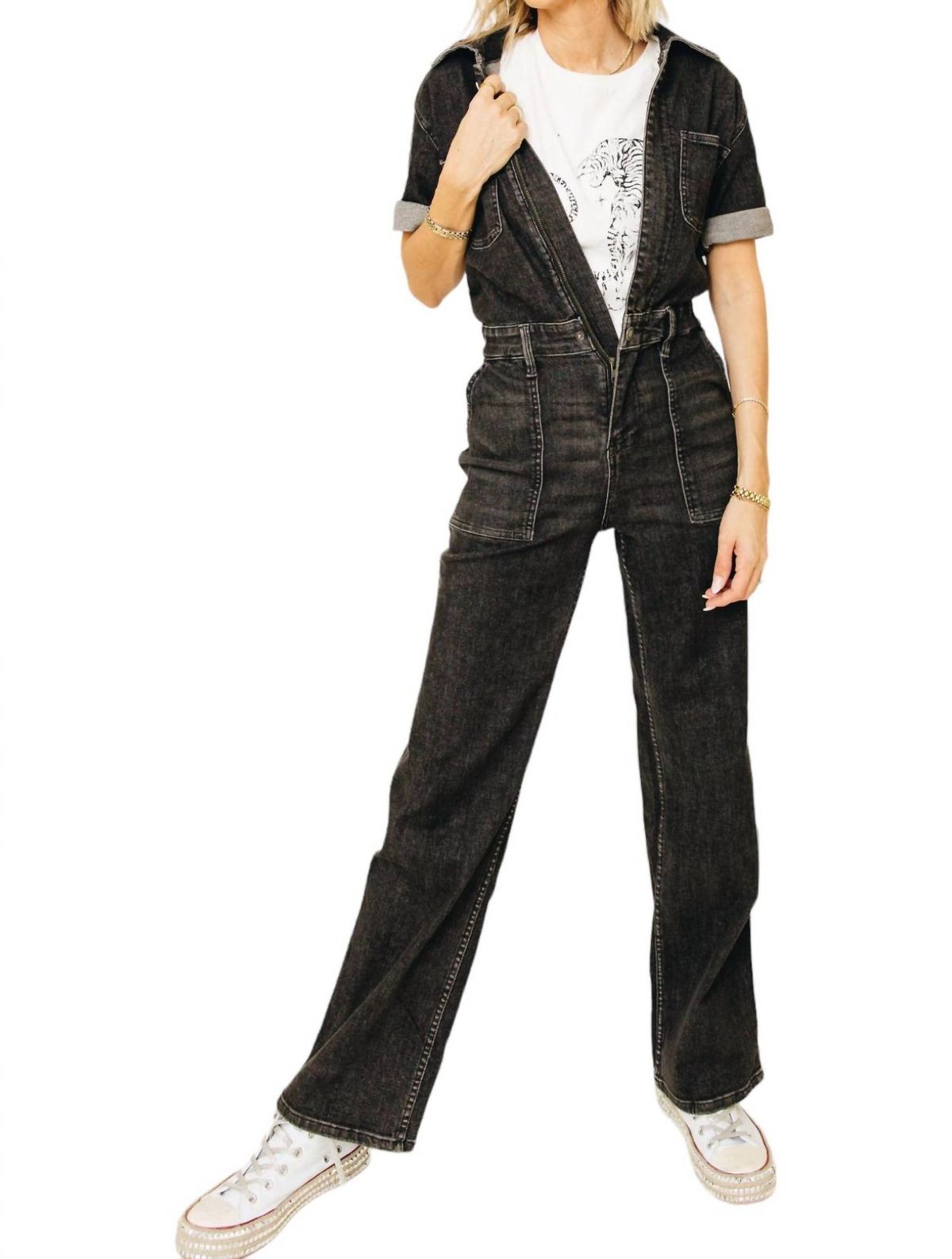 Style 1-2978972394-611 Judy Blue Size XL Sequined Black Formal Jumpsuit on Queenly