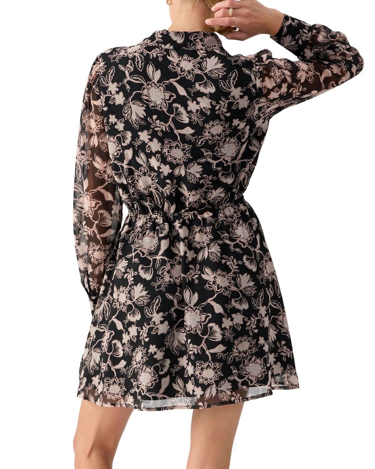 Style 1-2302259254-149 Sanctuary Size L Long Sleeve Floral Black Cocktail Dress on Queenly